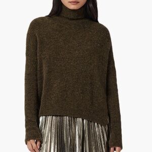 All Saints Olive Green Turtleneck Sweater